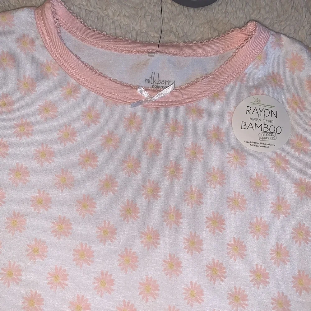 NWT Milkberry Pink & White Floral Pajama Loungewear Set 5T Bamboo